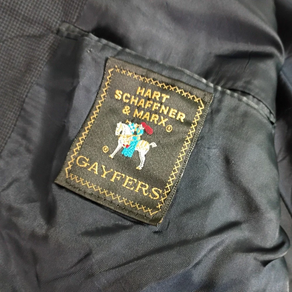 Hart Schaffner & Marx Gayfers Mens 46R Wool Blazer Sport Coat Charcoal Grey